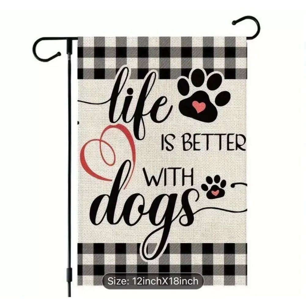 Dog Lover Outdoor Decoration Flag 12”x 18” Plaid